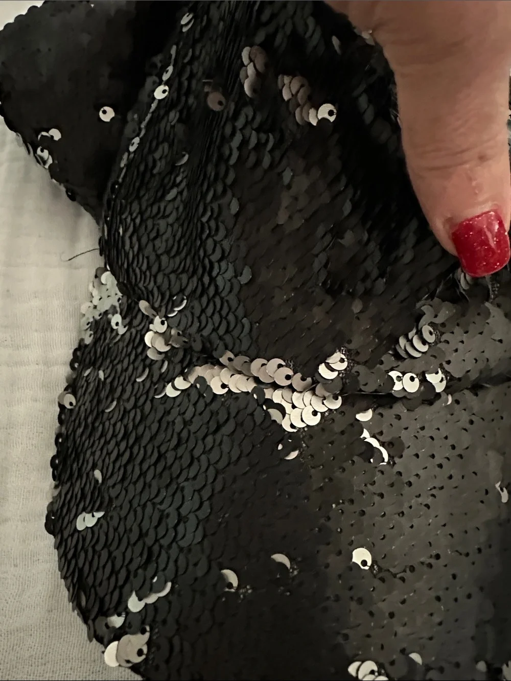 Steve Madden Double Take Matte Black Gray Reverse Sequin Baseball Hat Cap